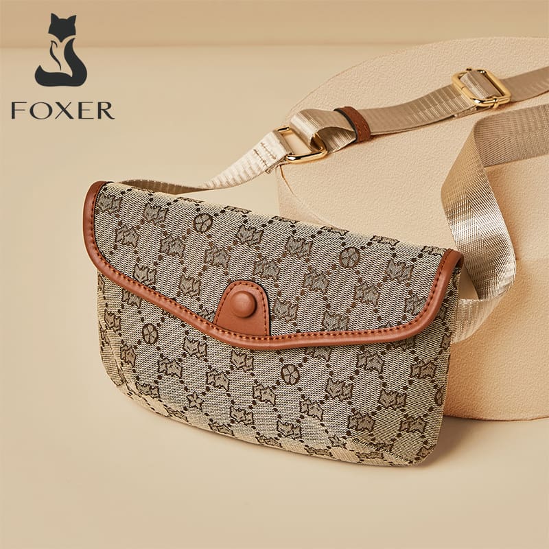 Foxer 9151045F Υφασμάτινη Γυναικεία Τσάντα Χιαστί Σε Καφέ - Image 4