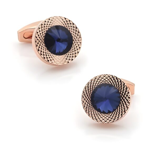 Ανδρικά ατσάλινα μανικετόκουμπα Original Men's Fashion Crystal Gem in Rose, μπλε και ροζ χρυσά