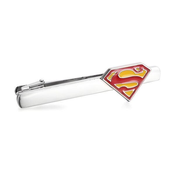 Ατσάλινο ανδρικό clip γραβάτας Original Men's Fashion Super Heroes Superman, ασημί και κόκκινο
