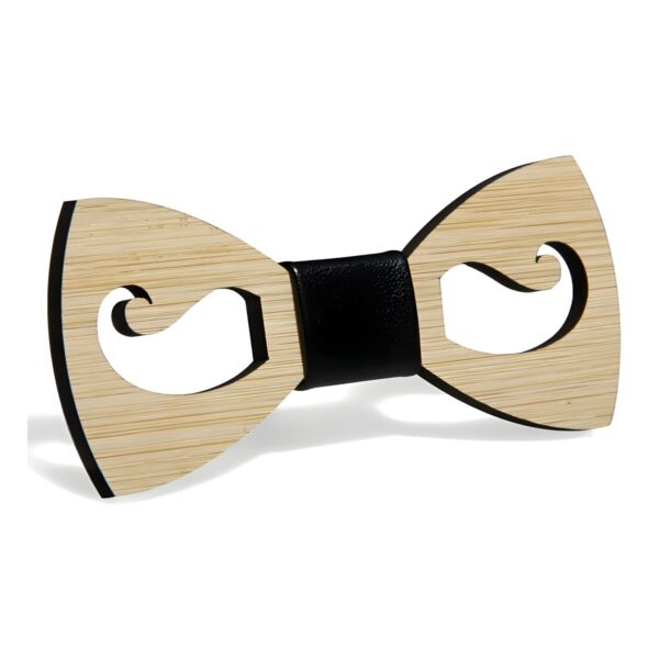 Ξύλινο ανδρικό παπιγιόν Original Men's Fashion Moustache, μαύρο