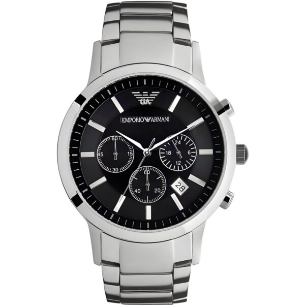 Ανδρικό ρολόι χρονογράφος Emporio Armani Renato με ατσάλινο μπρασελέ, 43 mm
