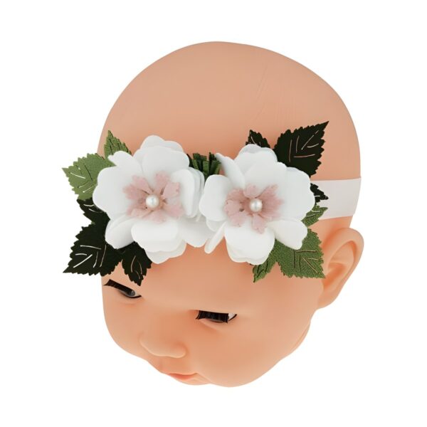 Παιδική υφασμάτινη κορδέλα μαλλιών Like You White Petunia με λουλούδια, λευκή