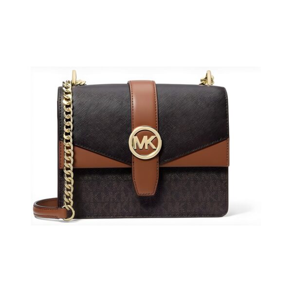 Δερμάτινη γυναικεία τσάντα ώμου Michael Kors, καφέ, 20x15 εκ.
