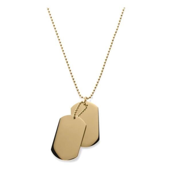 Αλυσίδα λαιμού Original Men's Fashion από ατσάλι με Double Dog Tag, 70 εκ., χρυσό