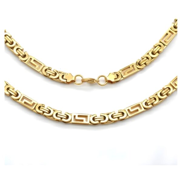 Ανδρική ατσάλινη αλυσίδα λαιμού Original Men's Fashion Byzantine Greek Key, 60 εκ., χρυσή