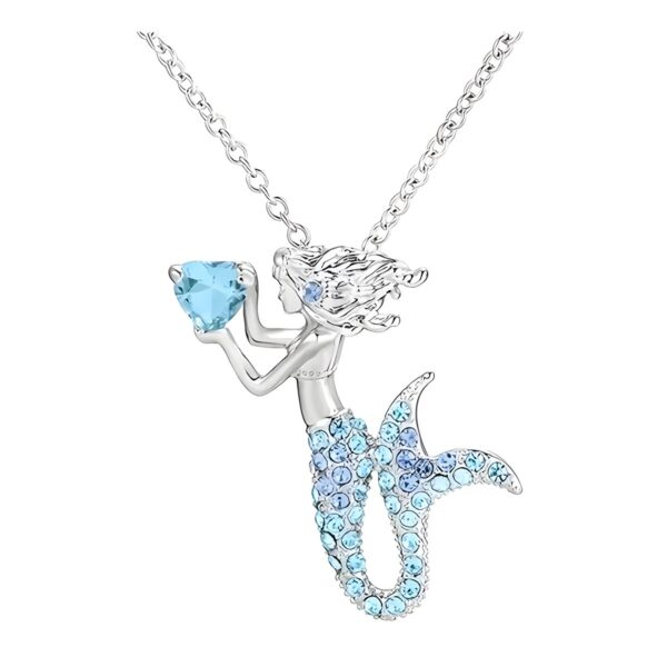 Παιδικό ασημένιο κολιέ Pink Lady Blue Mermaid με αλυσίδα, μπλε