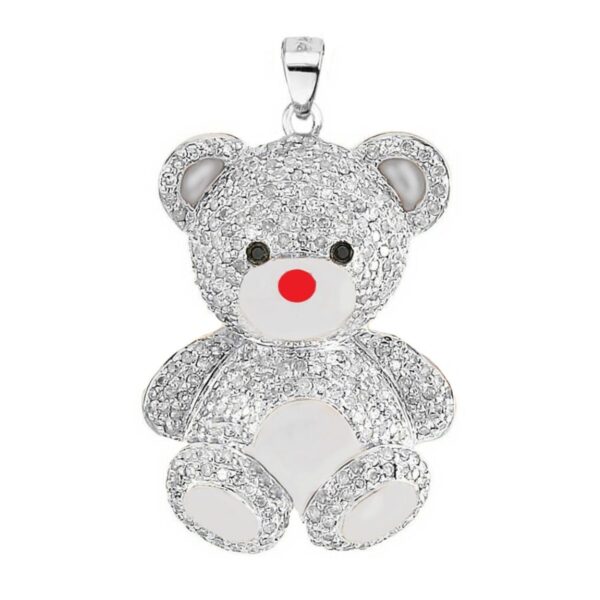 Παιδικό ασημένιο κολιέ Pink Lady Teddy Bear με αλυσίδα, ασημί
