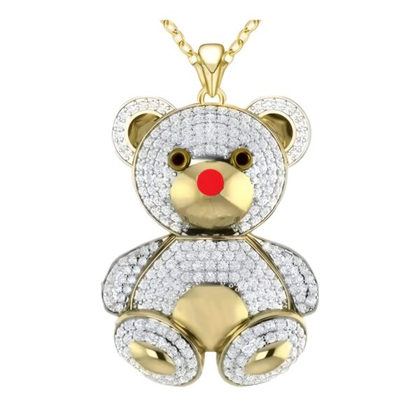 Παιδικό ασημένιο κολιέ Pink Lady Teddy Bear με αλυσίδα, χρυσό