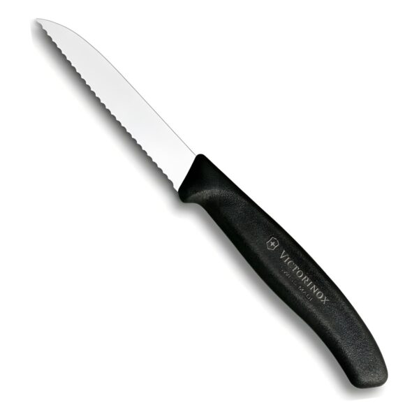 Ίσιο οδοντωτό μαχαίρι κουζίνας Victorinox Swiss Classic από ανοξείδωτο ατσάλι, 8 εκ., μαύρο