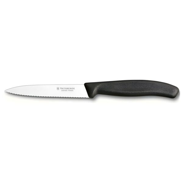 Μυτερό οδοντωτό μαχαίρι κουζίνας Victorinox Swiss Classic από ανοξείδωτο ατσάλι, 10 εκ., μαύρο