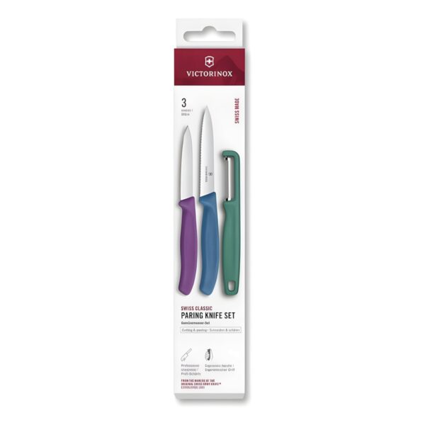 Σετ 3 τεμαχίων μαχαίρια κουζίνας Victorinox Swiss Classic Paring Knife και αποφλοιωτής, πολύχρωμα